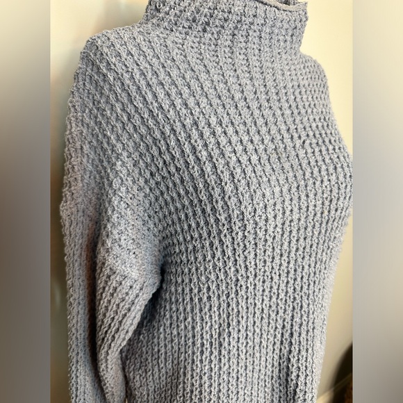 Sz S American Eagle blue mock knit neck sweater wool blend chenille feel soft - Picture 2 of 7